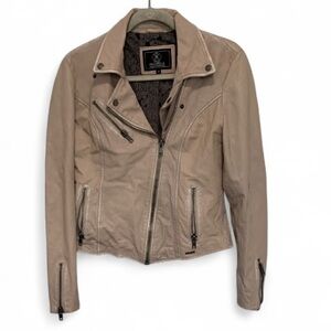 Rino and Pelle Light Pink Genuine Leather Moto Jacket